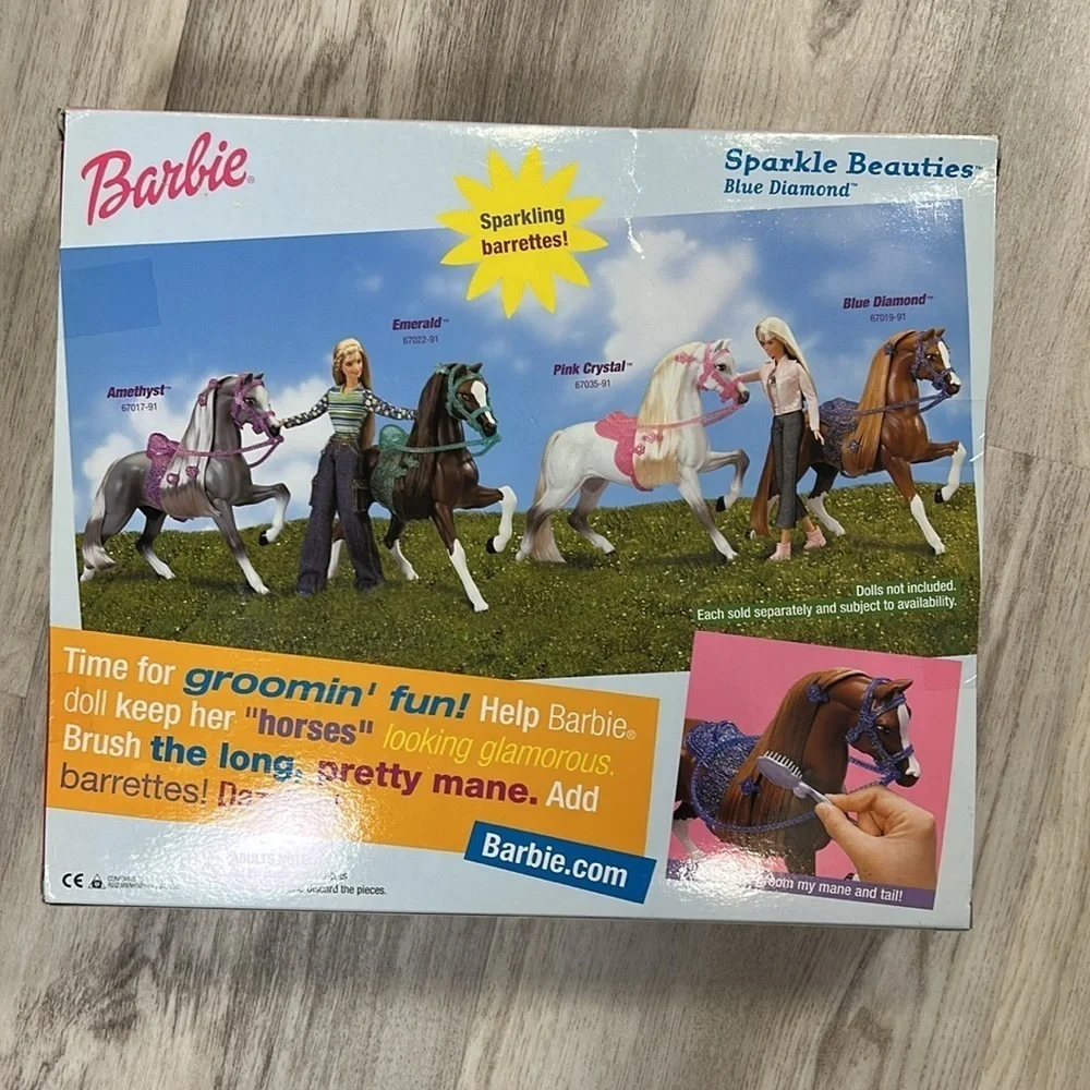 Vintage Y2K NIB Barbie Sparkle Beauties Blue Diamond Horse w/Sparkling Barrettes